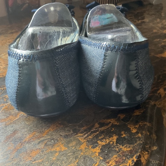 COACH BLUE DENIM TEXTILE BOW COACH DECOR BALLERINA FLAT SIZE US 8.5 - Picture 4 of 13